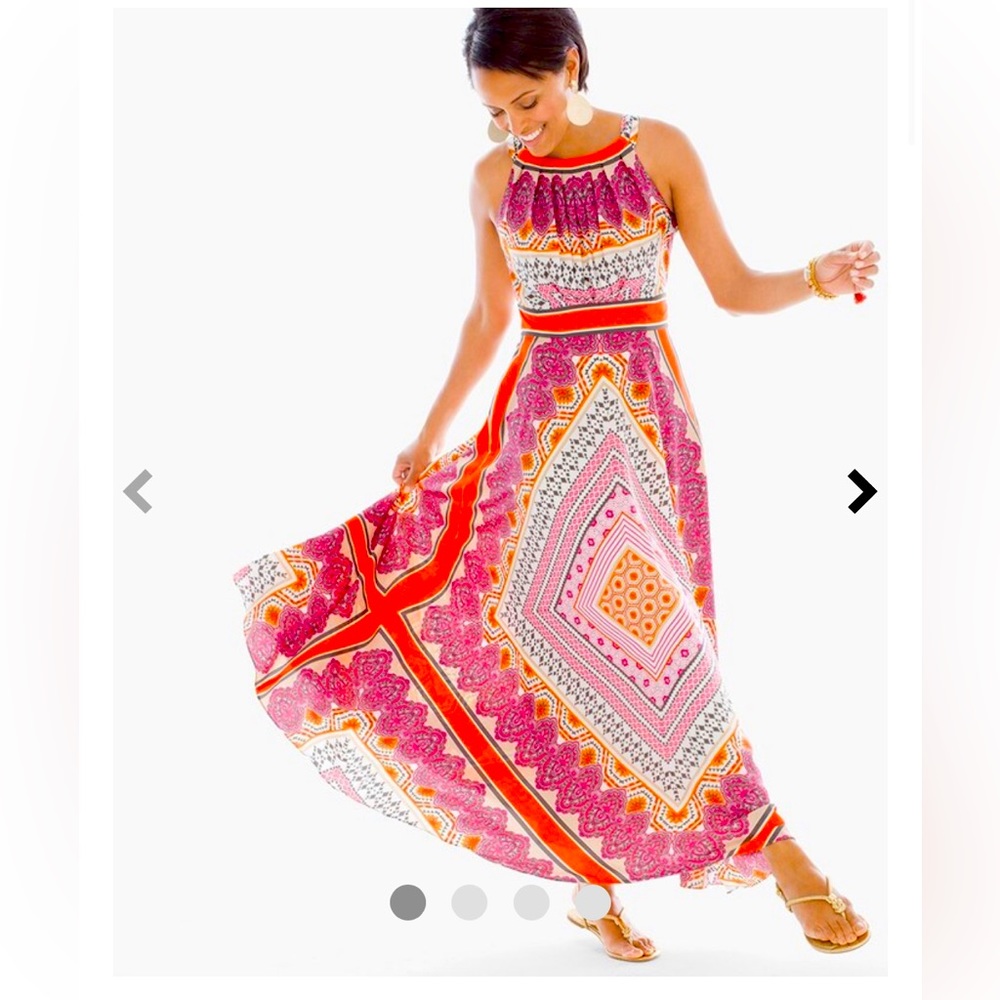 Chico’s Scarf-Print Maxi Dress, Fits a Size 4, Multi